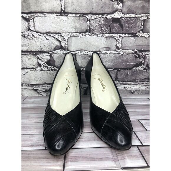 Jarolini Black Leather VTG Dress Pointed Toe Dress Heels Women’s Sz 8M US/38.5EU - Picture 16 of 16